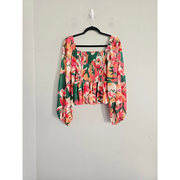 Pink Lily Green Floral Colorful Dress M - Picture 5 of 7